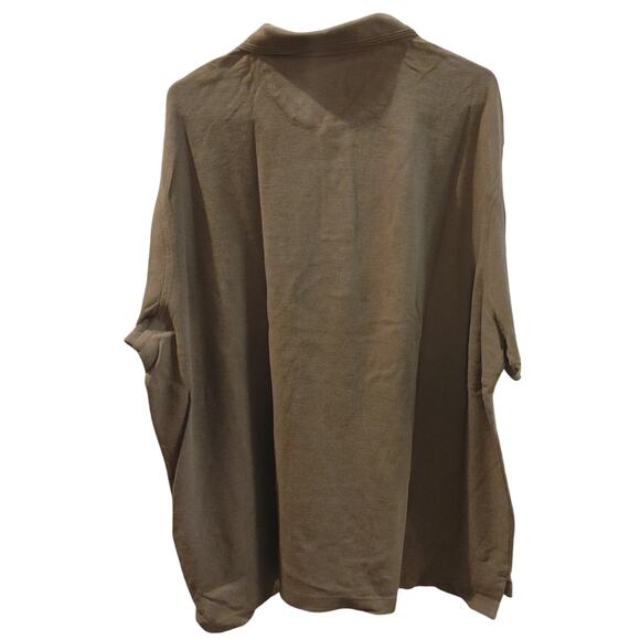 Round Tree Yorke Men's XXL Brown 3/4 Button Short Sleeve Polo Shirt - Picture 2 of 3